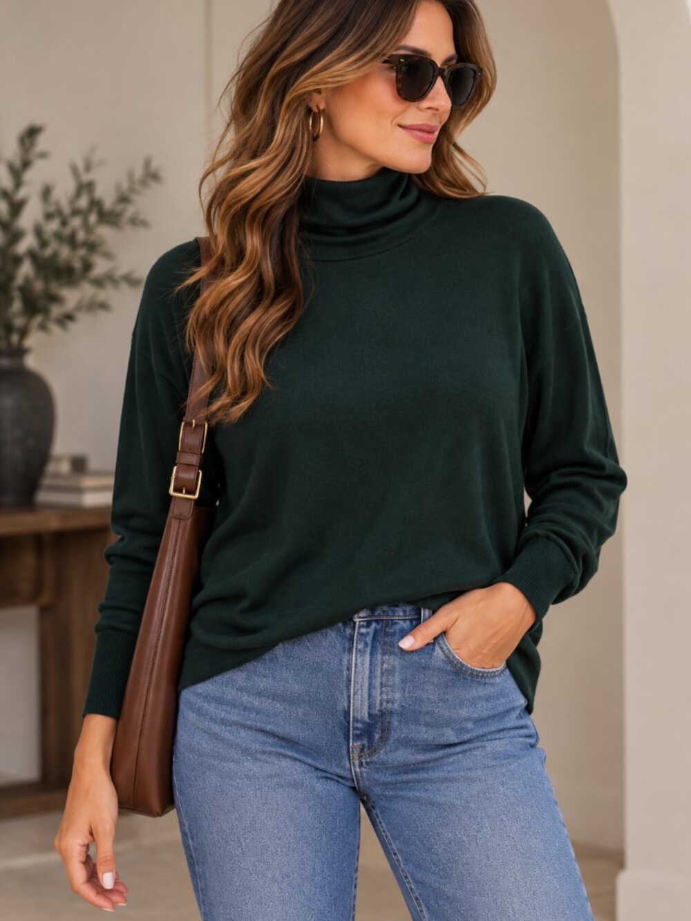 Pendleton Plus Hunter Green Silk Blend Turtleneck Sweater Quiet Luxury 3X